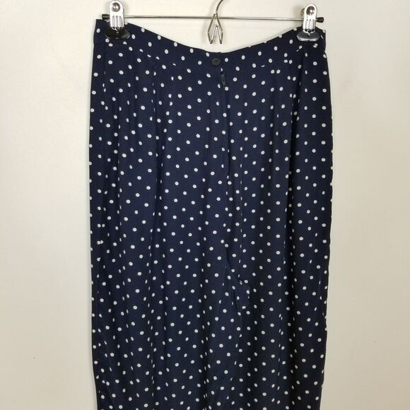 JOSEPH RIBKOFF Womens Sz 12 Polka Dot Pull On Ankle Pants Blue White Stretch - Picture 5 of 8